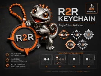 Raw2Real [R2R] Compass Keychain