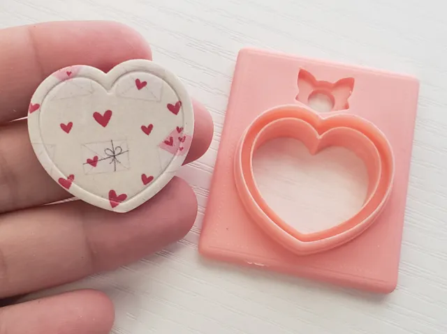 Framed Bubble Heart Valentine Clay Earring Cutter