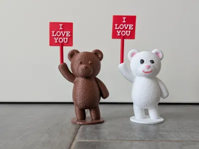 Valentine's Day Teddy bear with "I LOVE YOU" sign