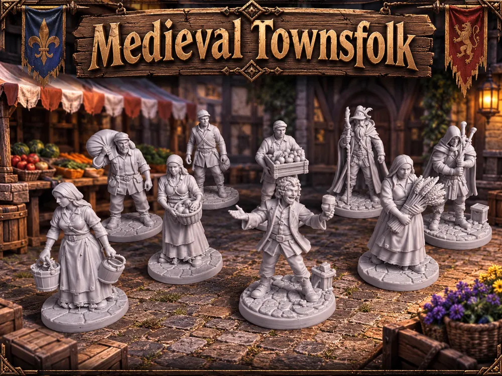 Figura decorativa: Medieval Townsfolk – City Dwellers Miniatures. Referencia del modelo original.