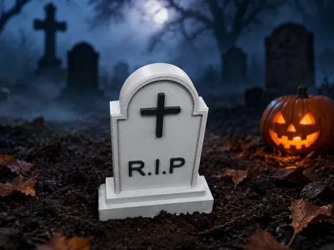 Letrero o emblema decorativo: Halloween Deko-Grabstein mit Fuß & Erdspieß — referencia de MakerWorld