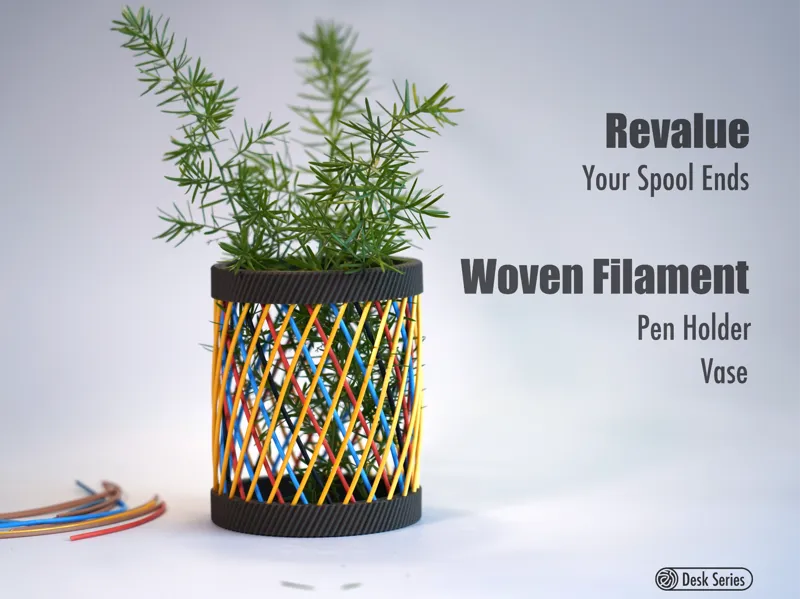 Filament Recycling|余料再利用|耗材丝编织的花瓶|笔筒