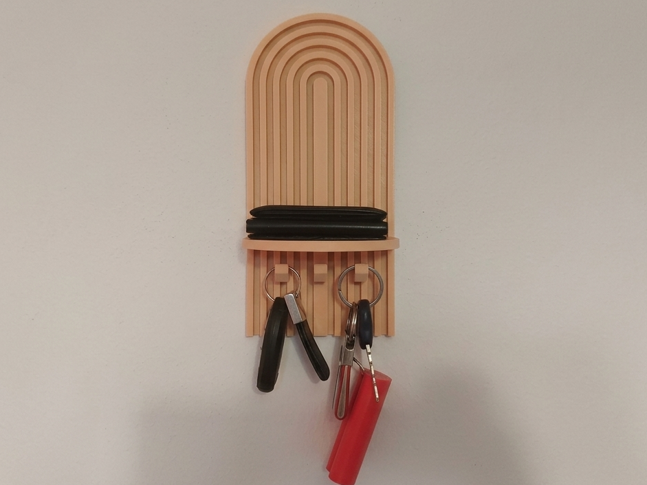 Arched Slatted Valet Shelf & Key Holder