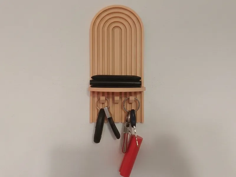 Arched Slatted Valet Shelf & Key Holder