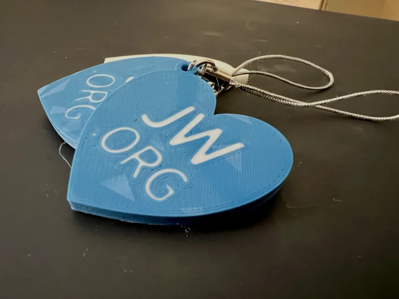 JW (dot) org heart shaped keychain