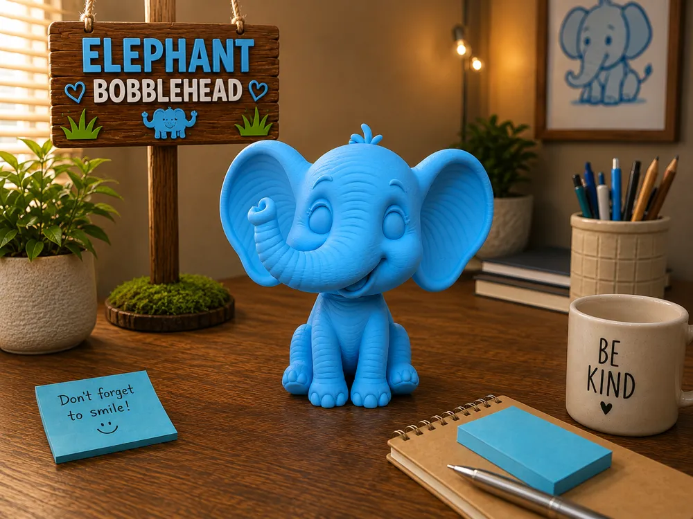 Estante o repisa: Elephant Bobblehead. Referencia del modelo original.