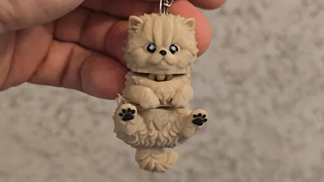 Persian cat kitty flexi keychain view 2