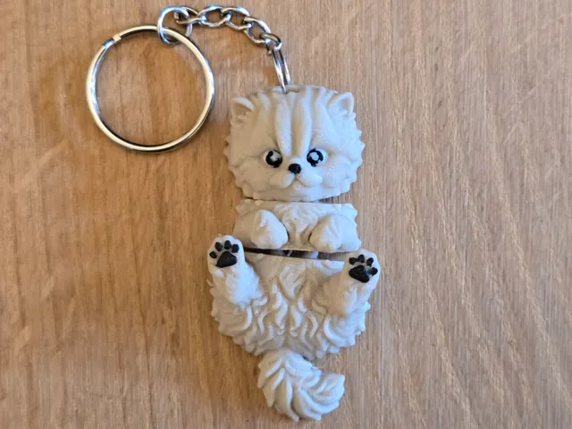 Persian cat kitty flexi keychain