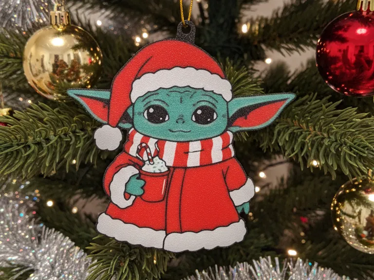 Weihnachts (mann) Grogu mit Heißgetränk