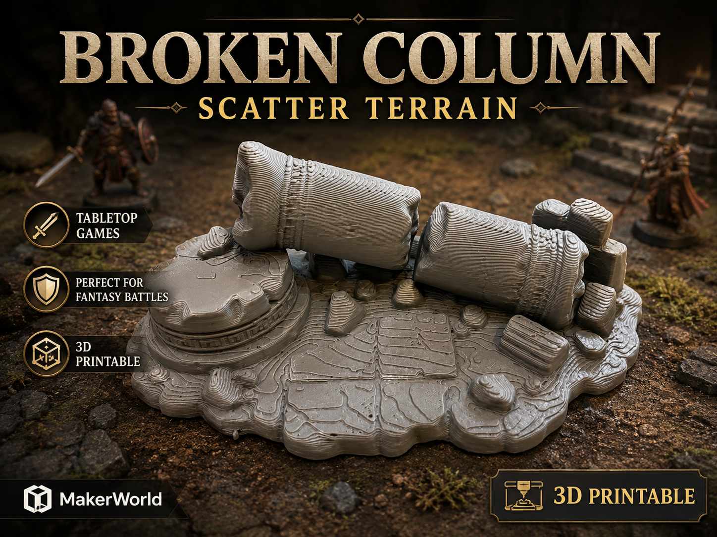 Zerbrochene Säule – Fantasy Scatter Terrain 