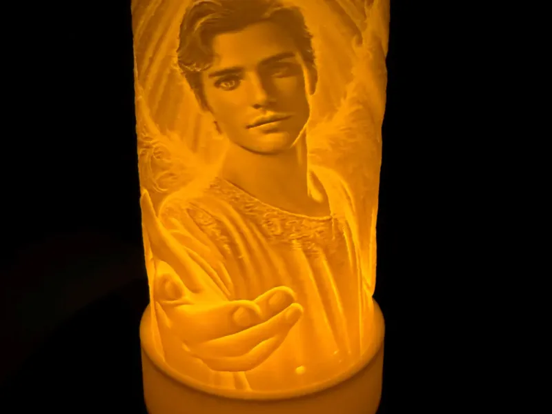 Male Angel Extending a Hand Cylinder Tea Light
