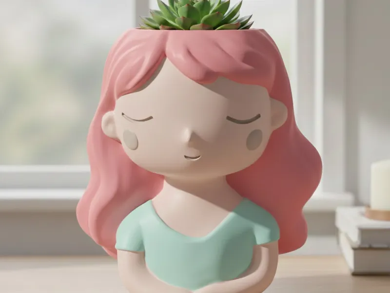 Vase with a girl with long hair