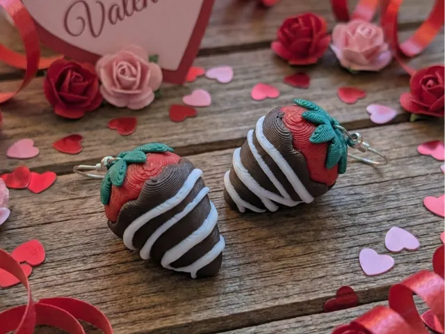 Chocolate Covered Strawberry Earrings