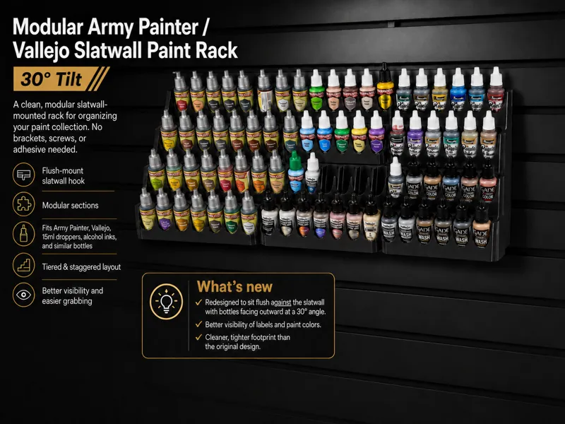 Improved Army Painter/Vallejo Slatwall Paint Rack 