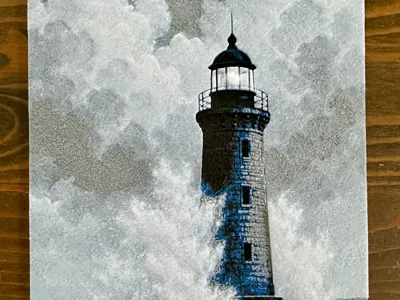 Lighthouse in the Spray – 3D Landscape (HueForge)