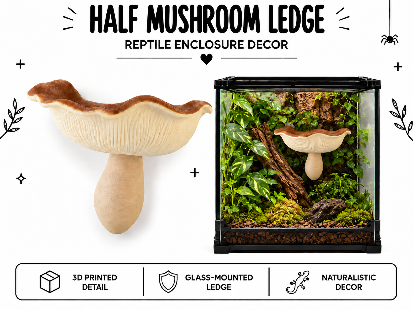 Half Mushroom Ledge – Enclosure Decor 3D model