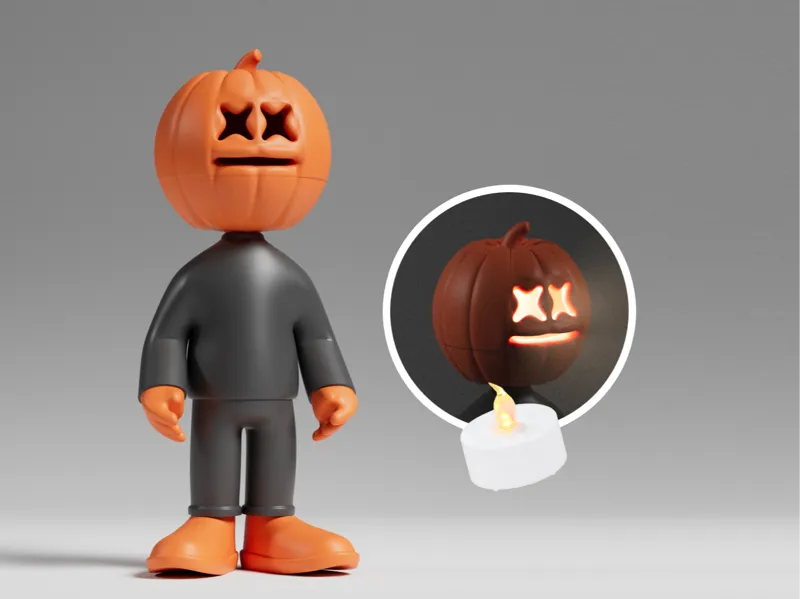 Halloween pumpkin  figure, candle, no ams needed