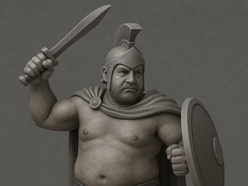 Fat Spartan Action Figure – Stylized 3D Sculpture