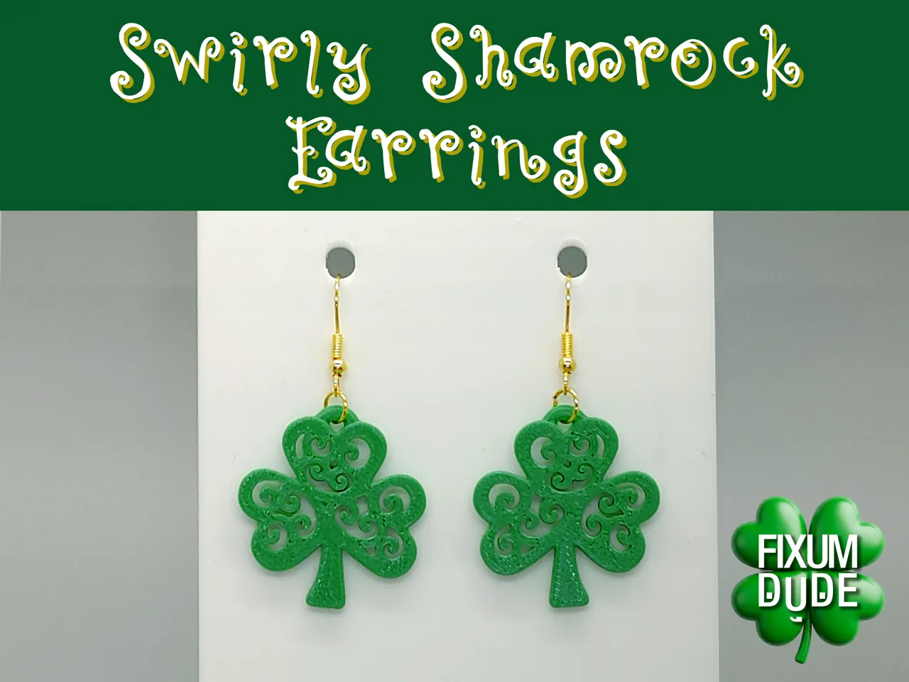 Swirly Shamrock Earrings view 3