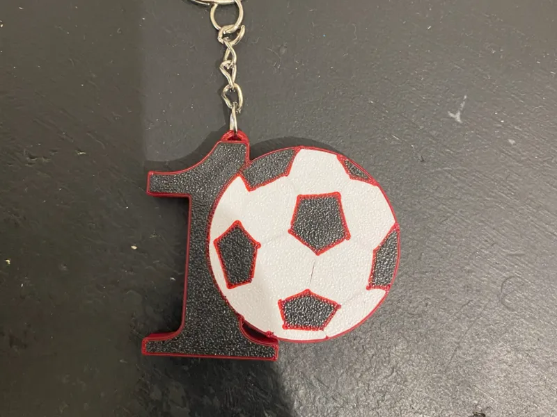 Number 10 Football Keychain