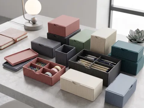 Caja o estuche: Fully Parametric Ribbed Box with Dividers — referencia de MakerWorld