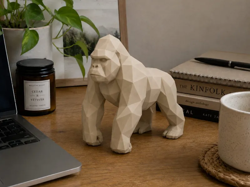 Polygon Gorilla | Low Poly Wildlife Decor