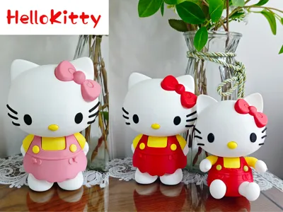 Hello Kitty 2 Broke Girls McDonald's Worker Standing Wavy Skirt Figurine