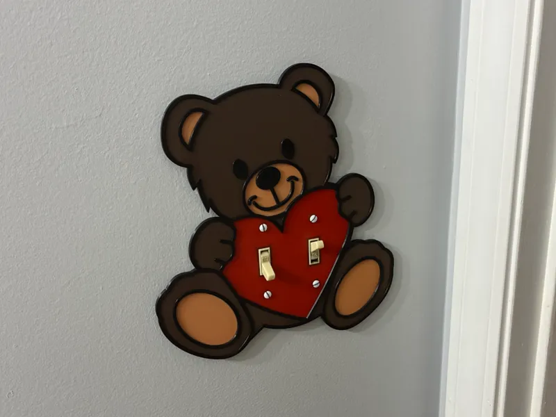 Valentines Bear Heart Light Switch Cover