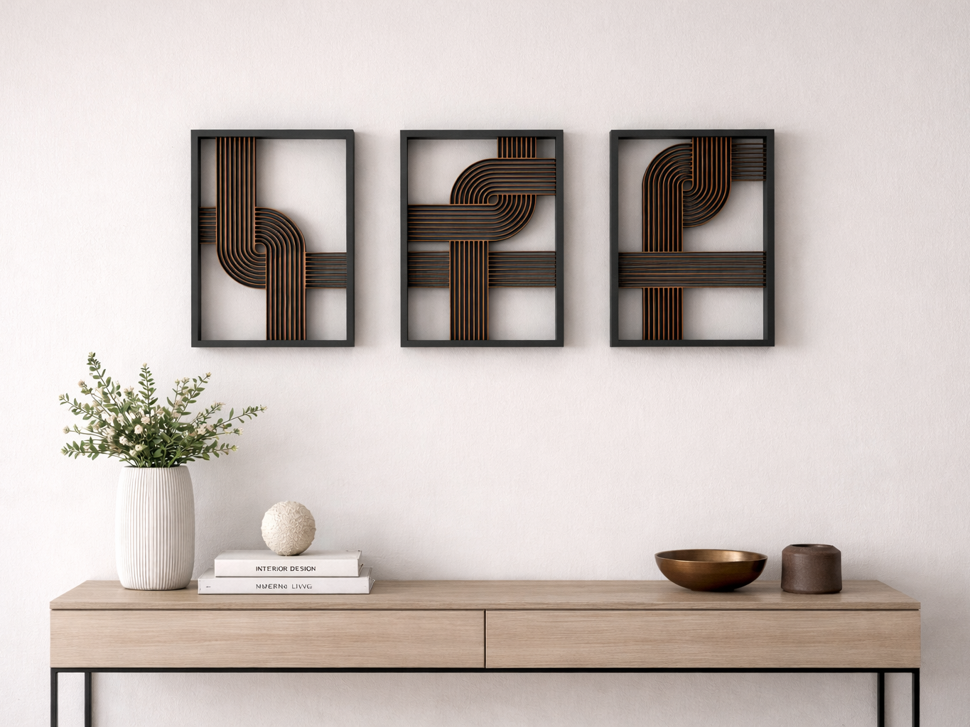 Modern Geometric Wall Art (3 Panels) – All Sizes
