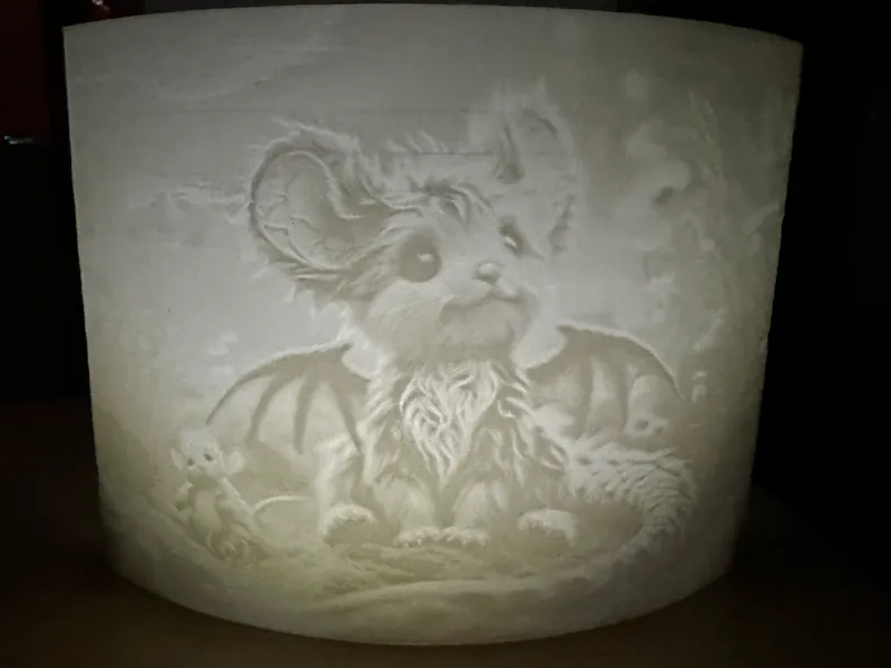 Myrtle the Mouse Dragon Lithophane Puck Light