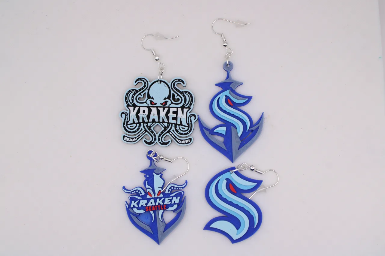 Seattle Kraken Earrings view 2
