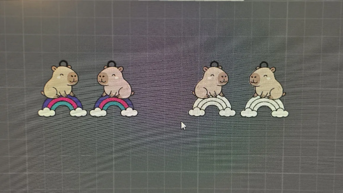 Capybara Rainbow Earrings view 3