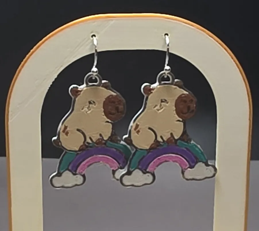 Capybara Rainbow Earrings view 2