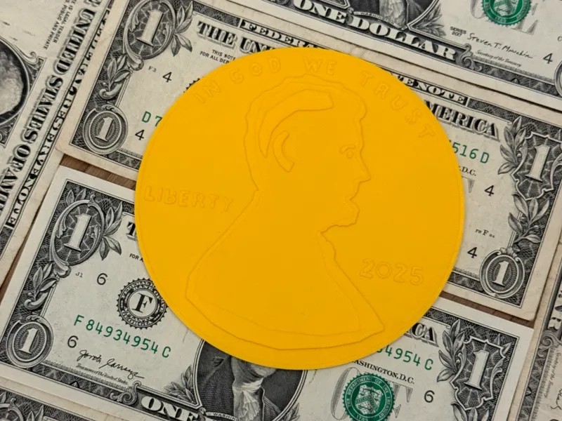 Huge one penny coin
