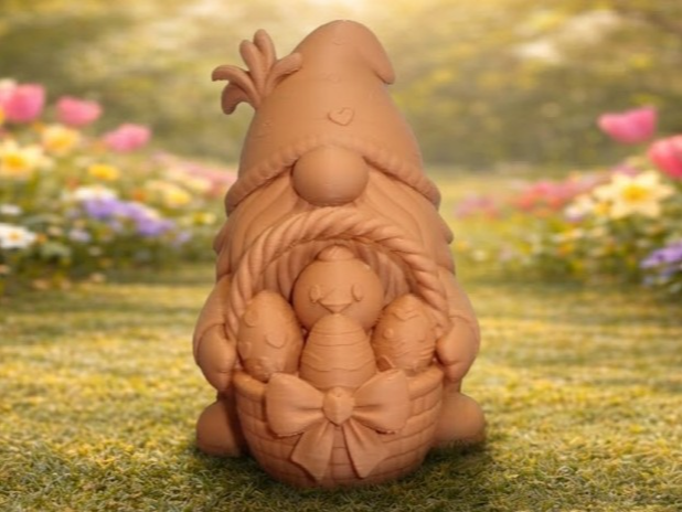 Cute Easter Gnome With Basket Of Eggs & Chick!