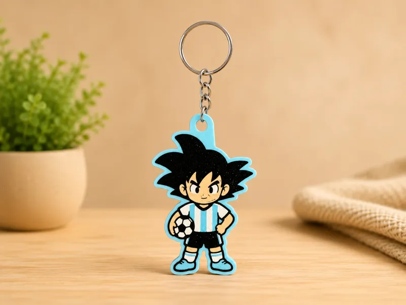 Goku Fan Art Soccer Keychain – Classic Pose