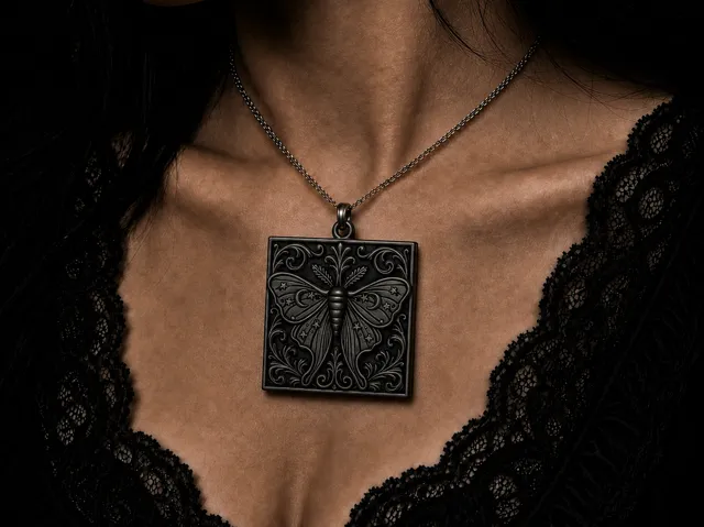 Goth Moth Pendant & Earring Set