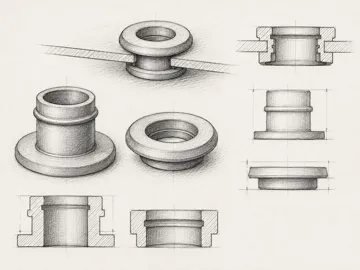 Letrero o emblema decorativo: Parametric Press-Fit Grommet & Ring — vista de referencia 3