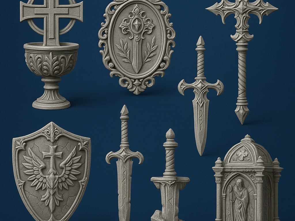 Gothic Stone Relics Set Medieval Decor Collection