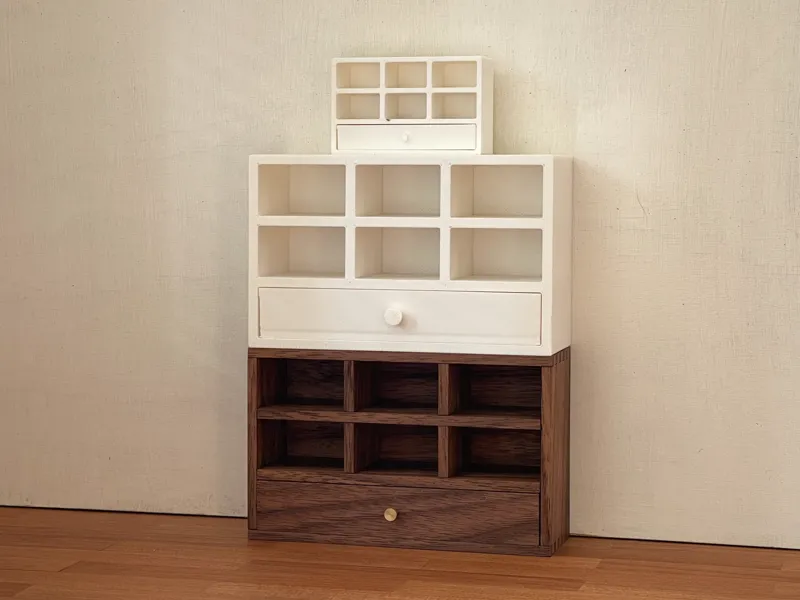 【Type D】Dollhouse Desktop Shelf, Modular Cabinet