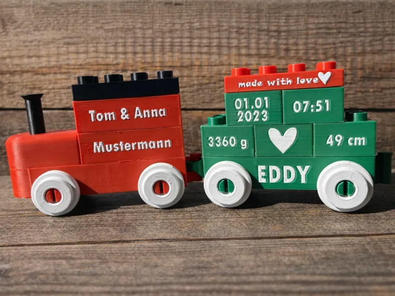 Babygeschenk mit Geburtsangaben (Duplokompatibel)