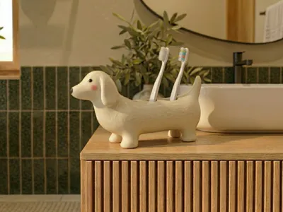Cute Wiener Sausage Dog Toothbrush Stand/Organizer