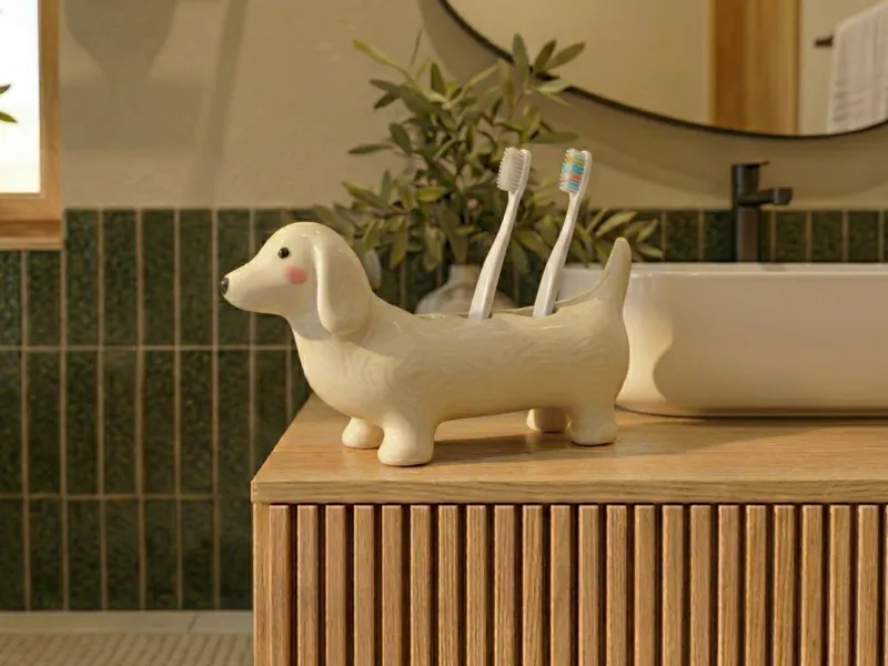 Cute Wiener Sausage Dog Toothbrush Stand/Organizer