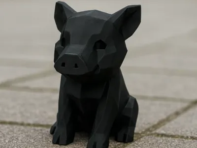 Cute Low-poly Sitting Wild Boar