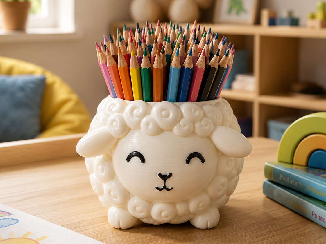 Cute Sheep Pencil Holder Kawaii Desk Organizer