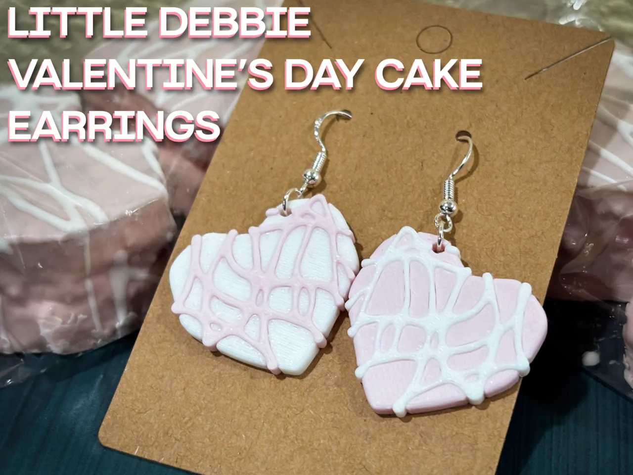 Little Debbie Valentine's Day Heart Cake Earrings view 2