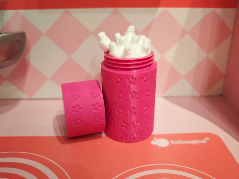 Travel Cotton Swabs box with flowers