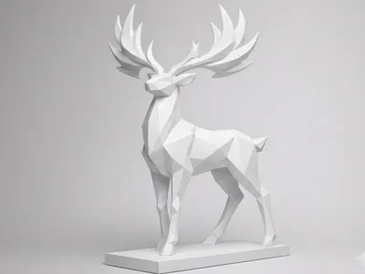 Geometric Deer Sculpture – Wildlife Decor