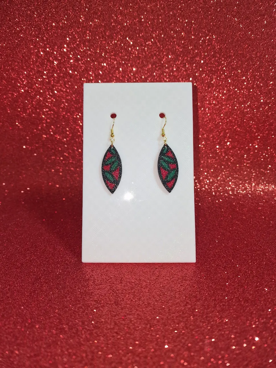 Colorful leaf earrings view 2