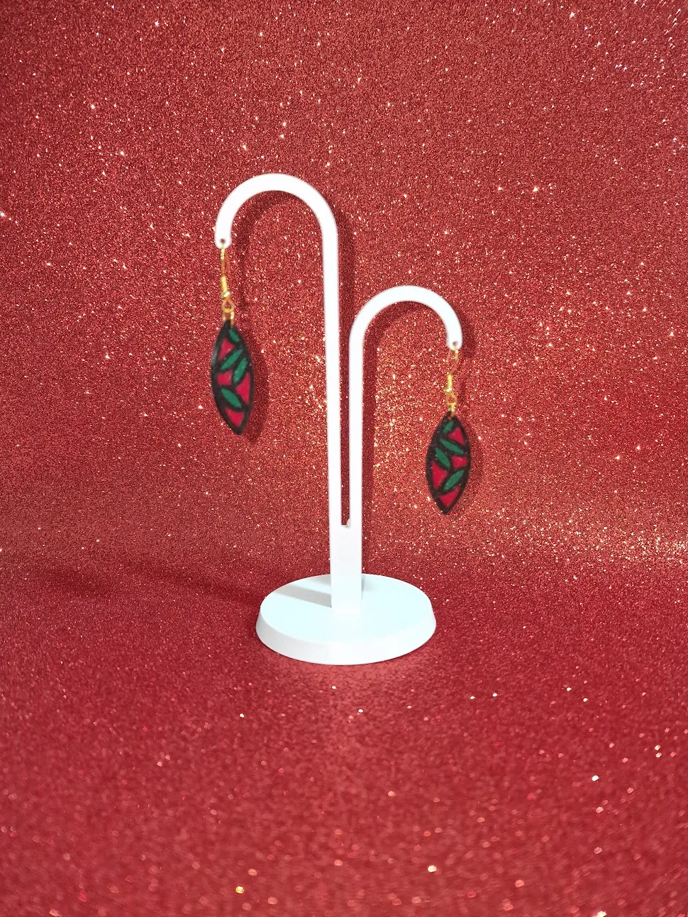 Colorful leaf earrings view 3